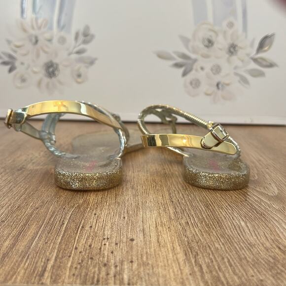 Lilly Pulitzer Gold Glitter Jelly Thong Sandals Women’s Size 5 - Picture 4 of 12